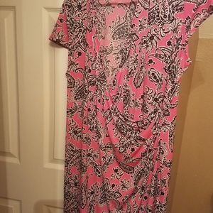 Jones New York Pink and Black Paisley Dress